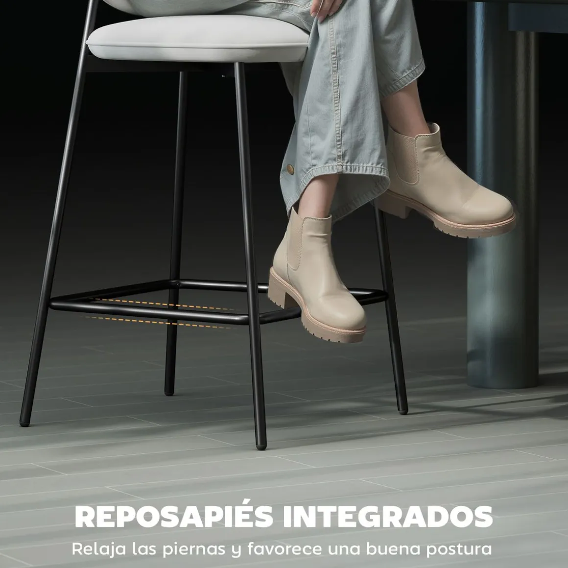 Pack de 2 taburetes Mery Homcom respaldo acolchado gris/negro