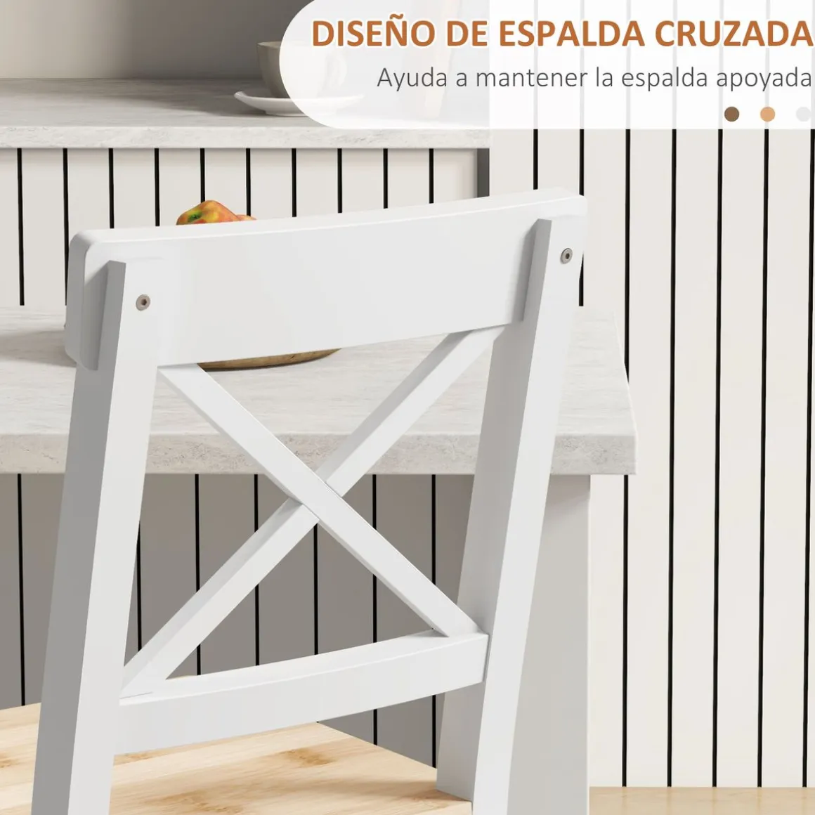 Pack de 2 taburetes Miles Homcom con respaldo y reposapiés blanco/natural 97,5x41x46 cm