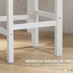 Pack de 2 taburetes Miles Homcom con respaldo y reposapiés blanco/natural 97,5x41x46 cm