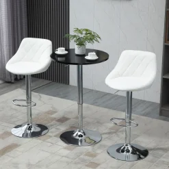 Pack de 2 taburetes Shangai Homcom altura regulable con reposapiés blanco 83-104x46x48 cm