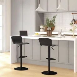 Pack de 2 taburetes Tutu Homcom altura ajustable giratorios negro 16,5-97,5x38,5x40 cm