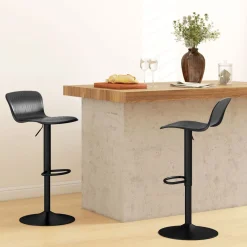 Pack de 2 taburetes Tutu Homcom altura ajustable giratorios negro 16,5-97,5x38,5x40 cm