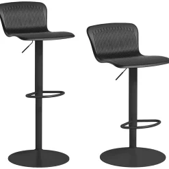 Pack de 2 taburetes Tutu Homcom altura ajustable giratorios negro 16,5-97,5x38,5x40 cm