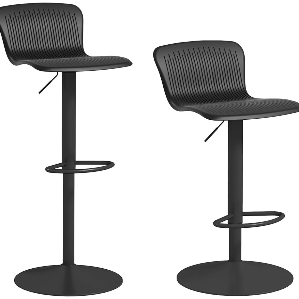 Pack de 2 taburetes Tutu Homcom altura ajustable giratorios negro 16,5-97,5x38,5x40 cm