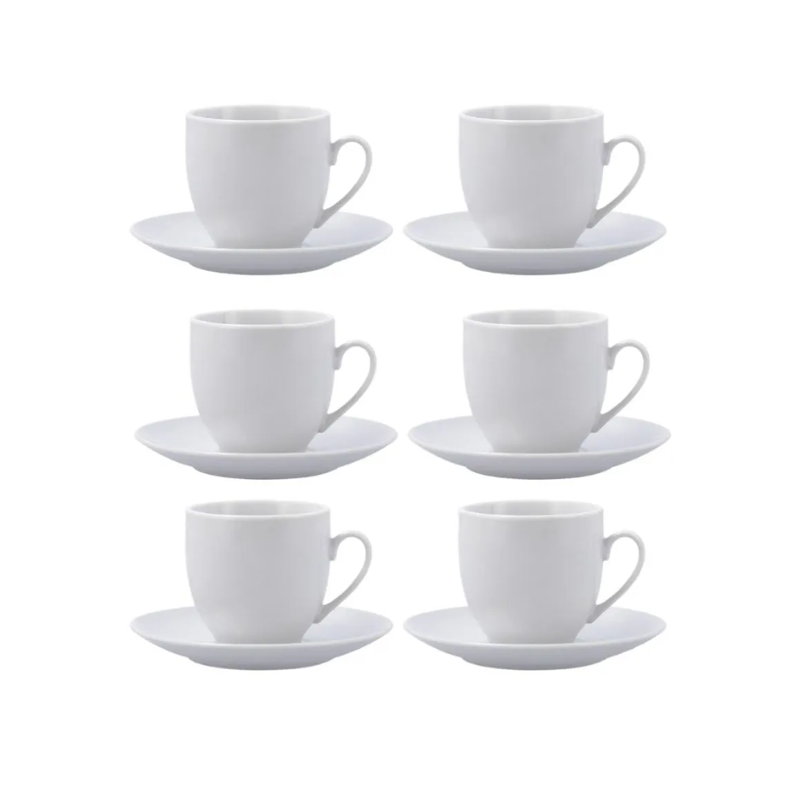 Pack de 6 tazas New Renova Quid con plato porcelana blanco 20cl