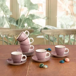 Pack de 6 tazas Vita Morning Quid con platillo cerámica 9 cl