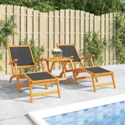 Pack de 2 tumbonas Cloe plegables + respaldo regulable gris/natural