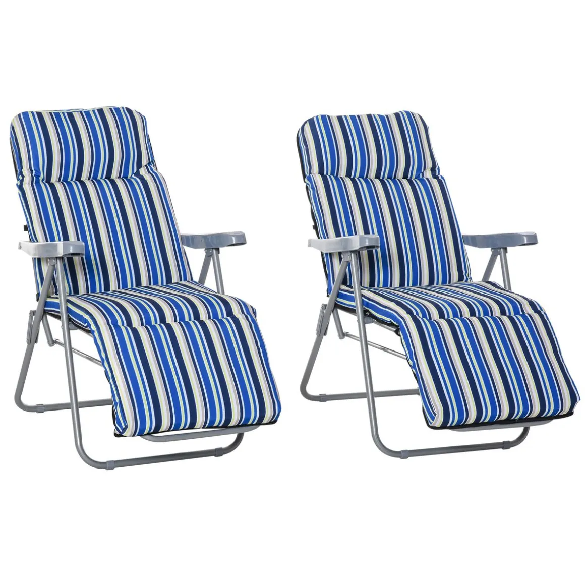 Pack de 2 tumbonas de jardín Outsunny acolchadas azul