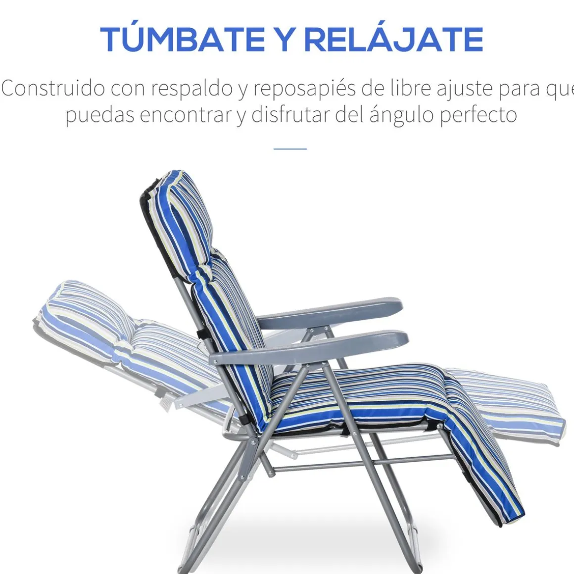 Pack de 2 tumbonas de jardín Outsunny acolchadas azul