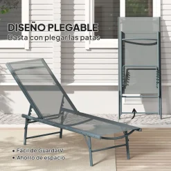 Pack de 2 tumbonas Haima Outsunny respaldo reclinable 5 posiciones 84x182x54 cm
