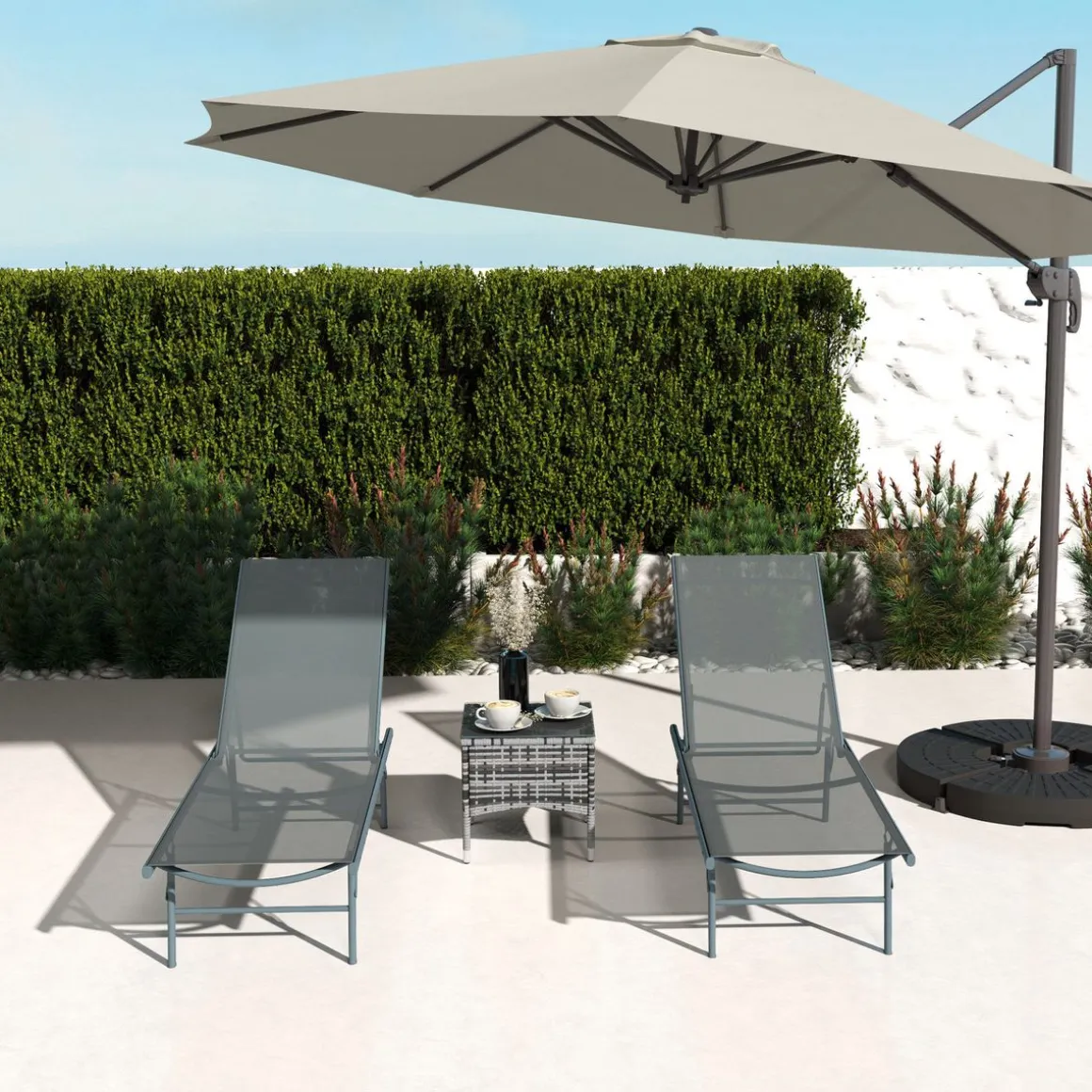Pack de 2 tumbonas Haima Outsunny respaldo reclinable 5 posiciones 84x182x54 cm