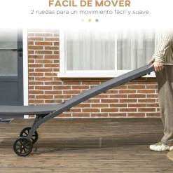 Pack de 2 tumbonas Lucas Outsunny reclinables con ruedas 102x165x66 cm
