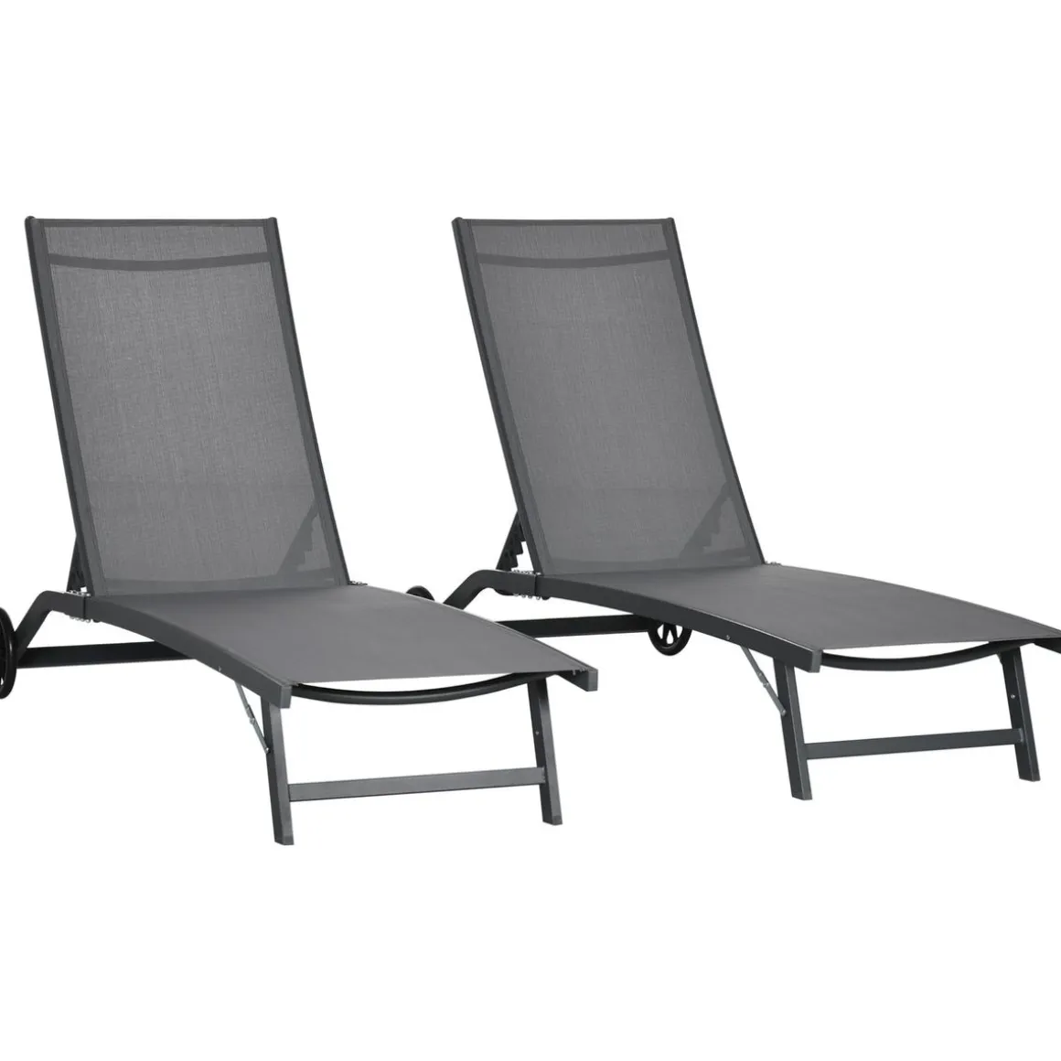 Pack de 2 tumbonas Lucas Outsunny reclinables con ruedas 102x165x66 cm
