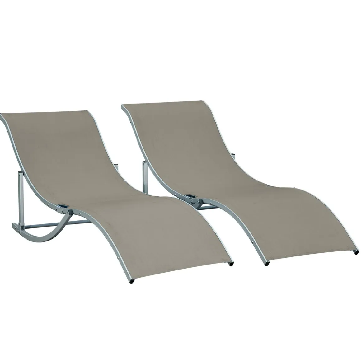 Pack de 2 tumbonas Talasia Outsunny plegables gris 63x165x61 cm