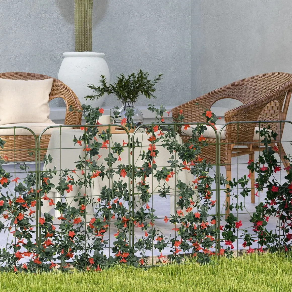 Pack de 4 vallas de jardín Molina Outsunny para enredaderas verde