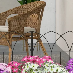 Pack de 5 vallas de jardín Margarita Outsunny personalizable negro 45,5x205 cm
