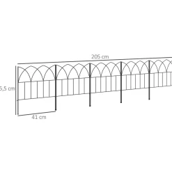 Pack de 5 vallas de jardín Margarita Outsunny personalizable negro 45,5x205 cm
