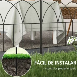 Pack de 5 vallas de jardín Margarita Outsunny personalizable negro 45,5x205 cm