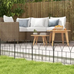 Pack de 5 vallas de jardín Margarita Outsunny personalizable negro 45,5x205 cm