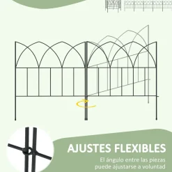 Pack de 5 vallas de jardín Margarita Outsunny personalizable negro 45,5x205 cm