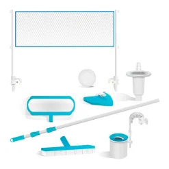 Pack piscina ultra XTR Intex 56368L + depuradora + escalera + clorador + cobertor + kit de mantenimiento + set voley gris 132x488x975 cm