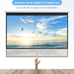 Pantalla de proyección Cinema Homcom 100'' altura ajustable blanco 158x236,8x8 cm