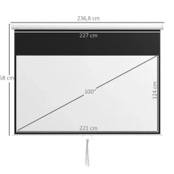 Pantalla de proyección Cinema Homcom 100'' altura ajustable blanco 158x236,8x8 cm