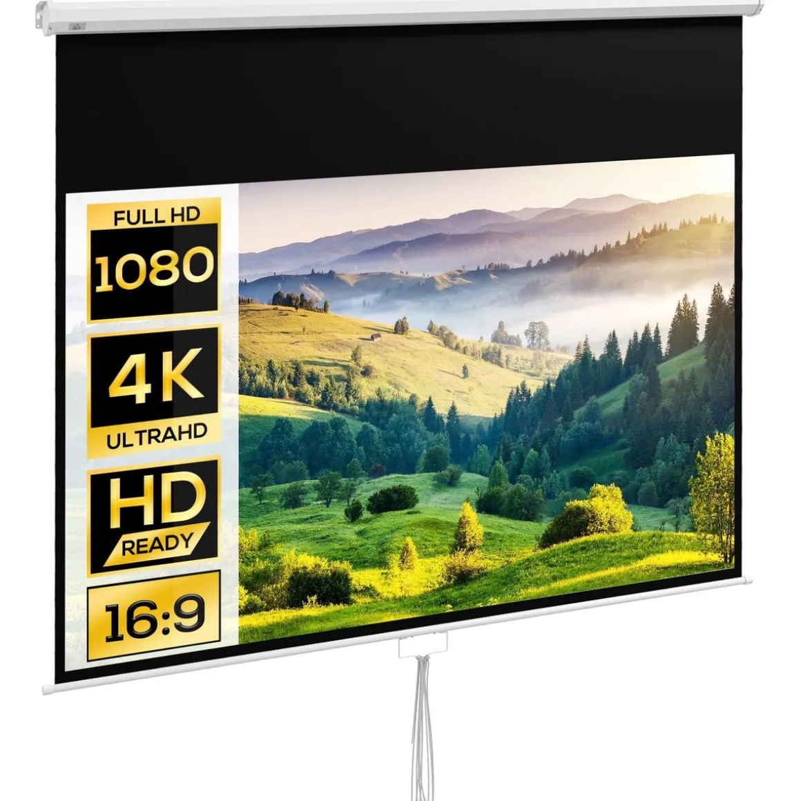 Pantalla de proyección Cinema Homcom 100'' altura ajustable blanco 158x236,8x8 cm