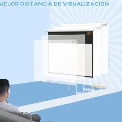 Pantalla de proyección Cinema Homcom 80'' altura ajustable blanco 150x187x8 cm