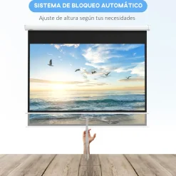 Pantalla de proyección Cinema Homcom 80'' altura ajustable blanco 150x187x8 cm