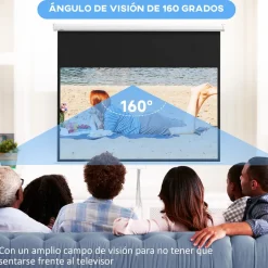 Pantalla de proyección Cinema Homcom 80'' altura ajustable blanco 150x187x8 cm