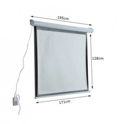 Pantalla de proyector eléctrica 4:3 control remoto 84" blanco 128x195x171 cm