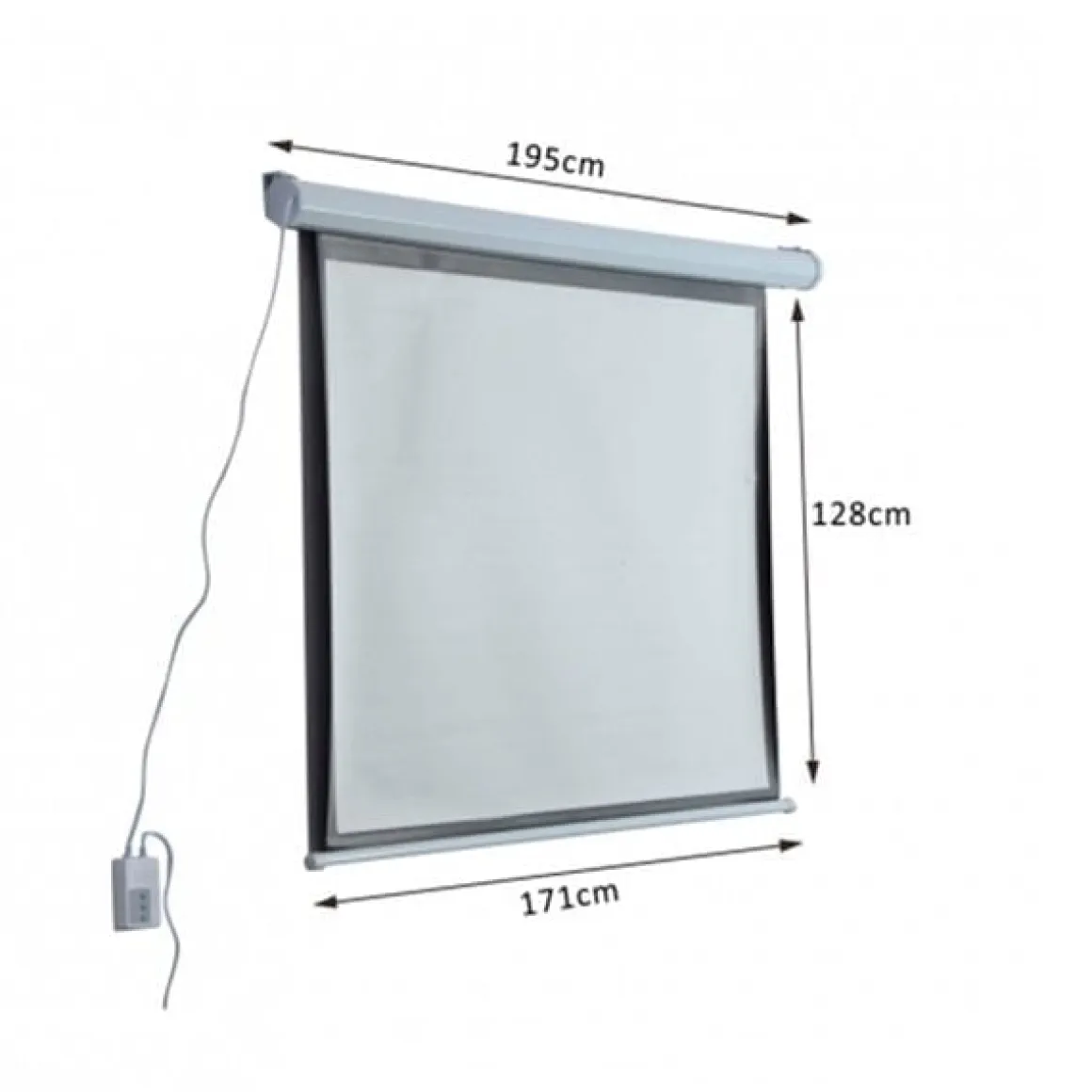 Pantalla de proyector eléctrica 4:3 control remoto 84" blanco 128x195x171 cm