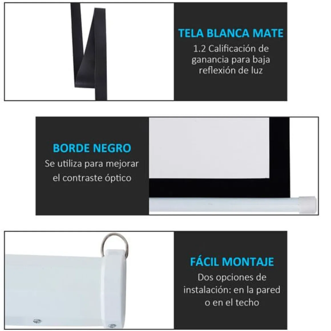 Pantalla de proyector eléctrica 4:3 control remoto 84" blanco 128x195x171 cm