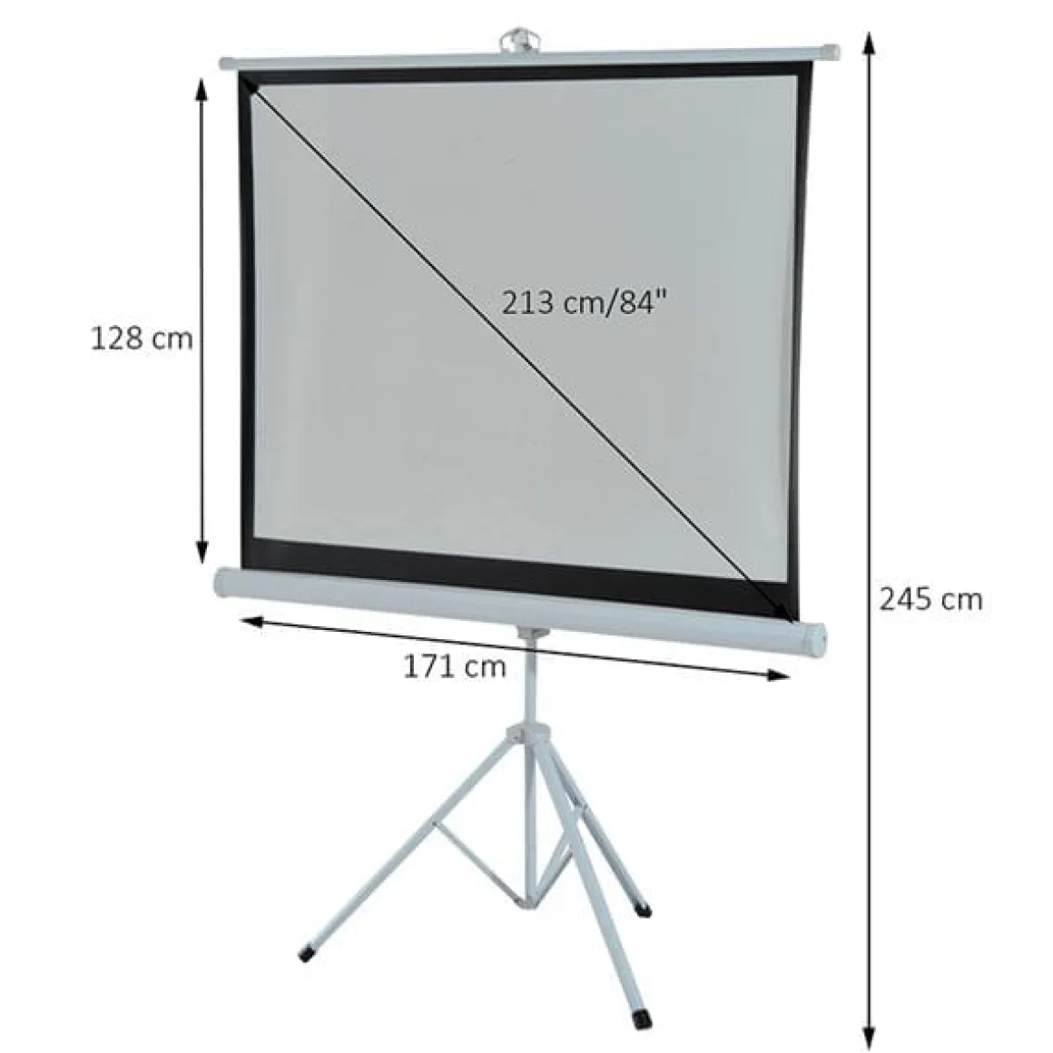 Pantalla para proyección motorizada plegable 84" 4:3 con soporte altura ajustable
