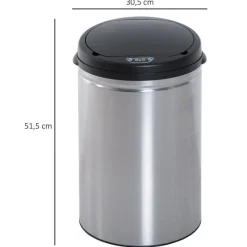 Papelera con sensor Homcom 24L inox Ø30,5x51,5 cm