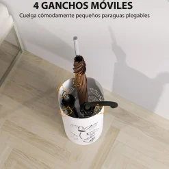 Paragüero Gisel Homcom 4 ganchos con bandeja de goteo blanco 41x17x17 cm