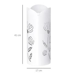 Paragüero Gisel Homcom 4 ganchos con bandeja de goteo blanco 41x17x17 cm