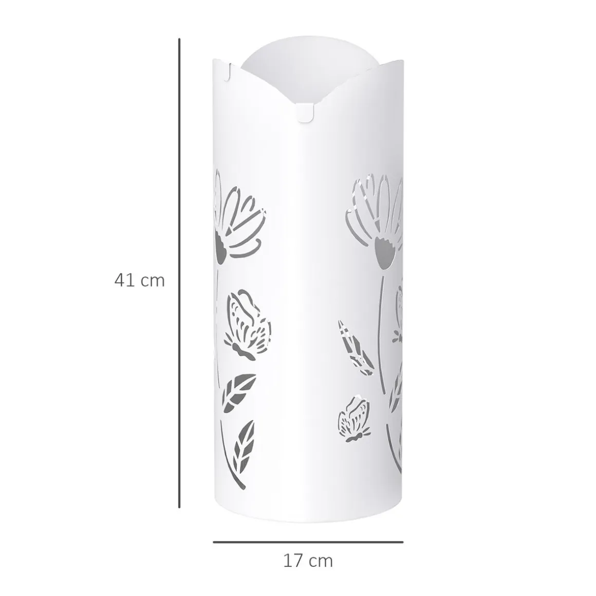 Paragüero Gisel Homcom 4 ganchos con bandeja de goteo blanco 41x17x17 cm