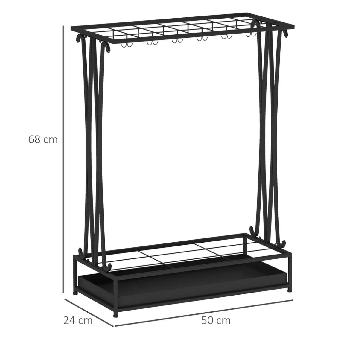 Paragüero Rumba Homcom 21 espacios con 24 ganchos 68x50x24 cm