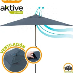 Parasol de balcón Aktive Garden con mástil de aluminio 240x200x120 cm
