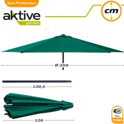 Parasol hexagonal Aktive Garden con chimenea y mástil de aluminio Ø250 cm