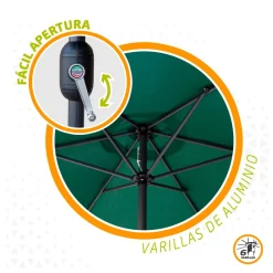 Parasol hexagonal Aktive Garden con chimenea y mástil de aluminio Ø250 cm