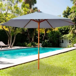 Parasol hexagonal Aktive Garden con mástil de madera antracita Ø300x250 cm