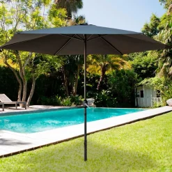 Parasol hexagonal Aktive Garden con manivela antracita Ø300x245 cm