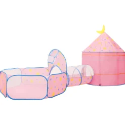 Parque de juegos infantil PinkDream 2 tiendas + túnel multicolor 128x120x301 cm