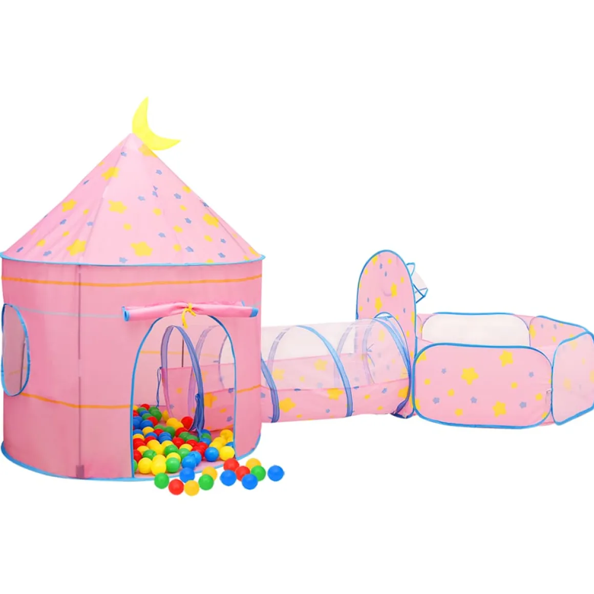 Parque de juegos infantil PinkDream 2 tiendas + túnel multicolor 128x120x301 cm