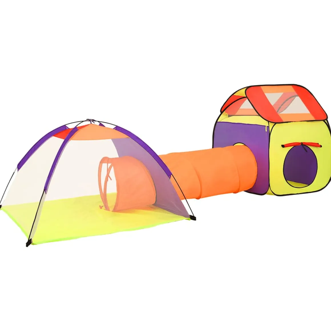 Parque de juegos infantil FunTunnel 2 tiendas + túnel multicolor 111x123x338 cm