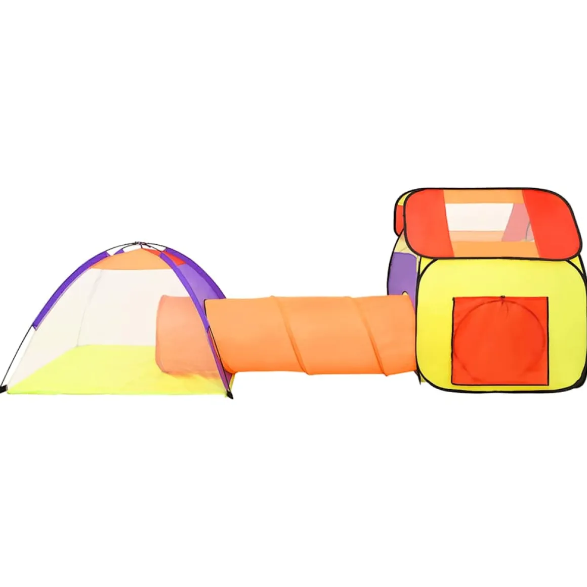 Parque de juegos infantil FunTunnel 2 tiendas + túnel multicolor 111x123x338 cm