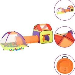 Parque de juegos infantil FunTunnel 2 tiendas + túnel multicolor 111x123x338 cm